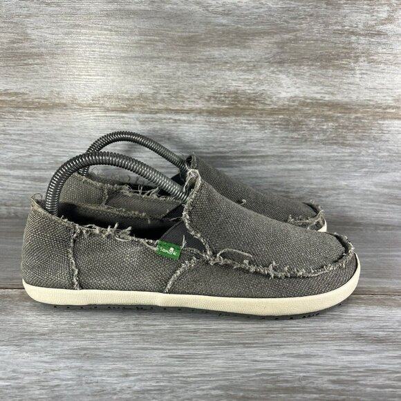 Sanuk Men's Rounder Hobo Slip On gray Canvas Loafers (Fits like a 7 but shoes 8) - Picture 4 of 10